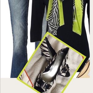 Women's zebra open toed pumps